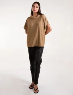 Roll Neck Oversize Lurex Top(Gold Roll Neck Oversize Lurex Top) -Repertoire Fashion Store BV4515 GOLD 78341