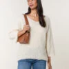 Fluffy Textured V Neck Jumper(Beige Fluffy Textured V Neck Jumper) -Repertoire Fashion Store BV4516 BEIGE 17108