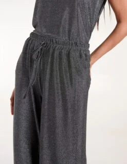 Metallic Trousers(Black Metallic Trousers) -Repertoire Fashion Store BV4517 BLACKSILVER 78026