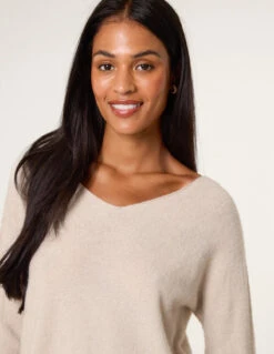 Soft Touch V-Neck Jumper(Soft Touch V Neck Jumper) -Repertoire Fashion Store BV4647 STONE14612