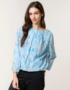 Watercolour Paisley Top(Watercolour Paisley Top) -Repertoire Fashion Store BV4672 BLUE 28425