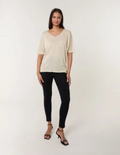 Metallic Fine Gauge Lightweight Knit Top(Gold Metallic Fine Gauge Lightweight Knit Top) -Repertoire Fashion Store BV5084 GOLD 17264