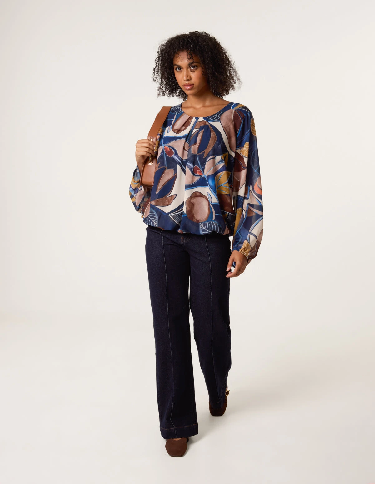 Abstract Print Scoop Neck Puffball Blouse(Abstract Print Scoop Neck Puffball Blouse) 2 Abstract Print Scoop Neck Puffball Blouse(Abstract Print Scoop Neck Puffball Blouse) - Image 2