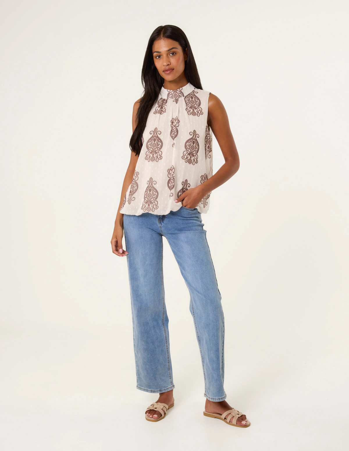 Printed Sleeveless High Neck Blouse(Printed Sleeveless High Neck Blouse) 2 Printed Sleeveless High Neck Blouse(Printed Sleeveless High Neck Blouse) - Image 2