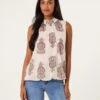 Printed Sleeveless High Neck Blouse(Printed Sleeveless High Neck Blouse)