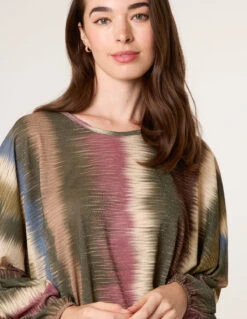 Printed Round Neck Long Sleeve Top(Khaki Printed Round Neck Long Sleeve Top) -Repertoire Fashion Store BV5484 KHAKI 36156 63d2704a 9bdc 4d79 9551 283736d035cb