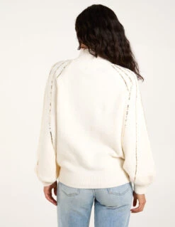 Sequin High Neck Jumper(Sequin High Neck Jumper) -Repertoire Fashion Store CC2438 IVORY 11694