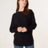 Batwing Jumper With Back Diamante Detailing(Black Batwing Jumper With Back Diamante Detailing) -Repertoire Fashion Store CC2551 BLACK 37145