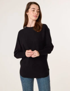 Batwing Jumper With Back Diamante Detailing(Black Batwing Jumper With Back Diamante Detailing)