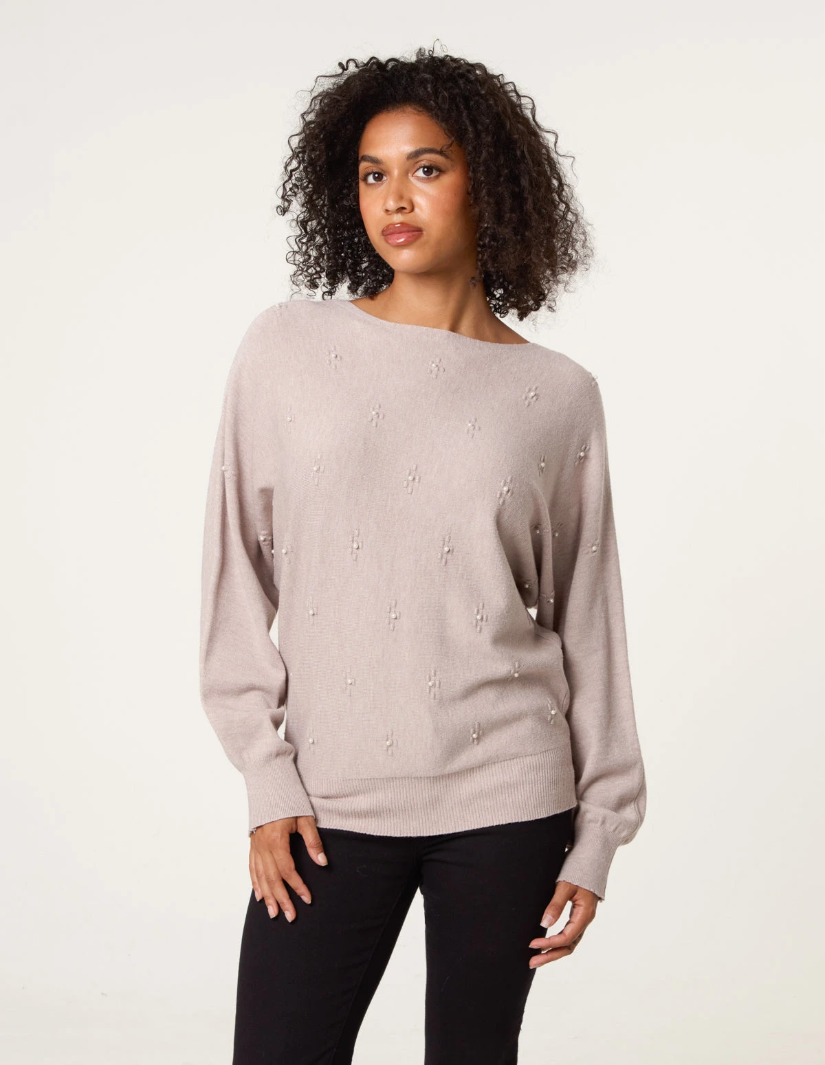 Pearl Flower Detailed Soft Touch Jumper(Mocha Pearl Flower Detailed Soft Touch Jumper) 1 Pearl Flower Detailed Soft Touch Jumper(Mocha Pearl Flower Detailed Soft Touch Jumper)