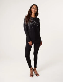 Jumper With Shoulder Embellishment(Jumper With Shoulder Embellishment) 6 Jumper With Shoulder Embellishment(Jumper With Shoulder Embellishment) -Repertoire Fashion Store CC2555 BLACK 1041