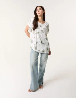 Embroidered Flower Top(Embroidered Flower Top) -Repertoire Fashion Store MI3853BV212 145804