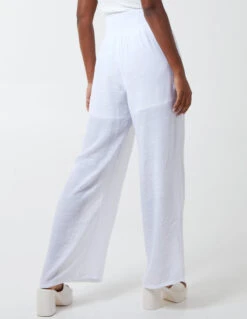 Shirring Waist Wide Leg Trousers(White Shirring Waist Wide Leg Trousers) -Repertoire Fashion Store NL1210BV006 77390