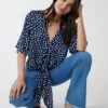 Abstract Spot Tie Front Batwing Top -Repertoire Fashion Store NL1416BV008 61139