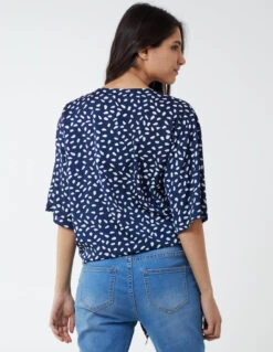 Abstract Spot Tie Front Batwing Top -Repertoire Fashion Store NL1416BV008 61142