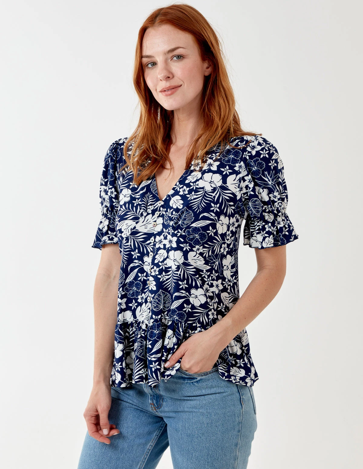 Pure Vanilla Button Front Longline Top(Kendall Navy Pure Vanilla Button Front Longline Top) 1 Pure Vanilla Button Front Longline Top(Kendall Navy Pure Vanilla Button Front Longline Top)