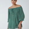 Bardot Tie Front Top