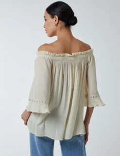 Bardot Tie Front Top(Stone Bardot Tie Front Top) 7 Bardot Tie Front Top(Stone Bardot Tie Front Top) -Repertoire Fashion Store NL233415 STONE 24855