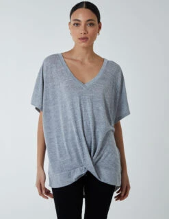 Front Twist T-Shirt(Grey Front Twist T Shirt 1)