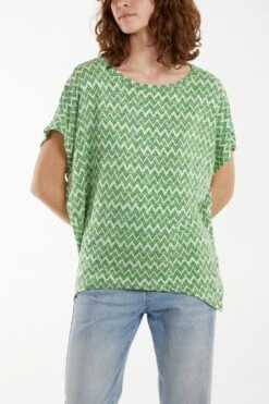 Zig Zag Batwing Top(Green Zig Zag Batwing Top)