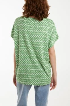 Zig Zag Batwing Top(Green Zig Zag Batwing Top) 7 Zig Zag Batwing Top(Green Zig Zag Batwing Top) -Repertoire Fashion Store NL245413 GREEN 27865