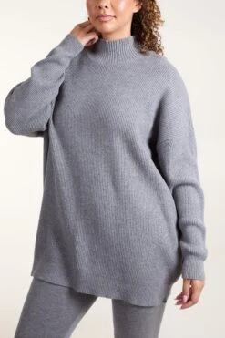 Ribbed Jumper + Knit Leggings Set(Ribbed Jumper Knit Leggings Set 1) -Repertoire Fashion Store NL246558 GREY 19433