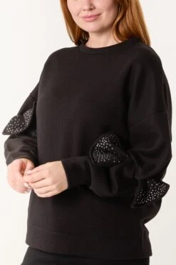 Bow Sleeve Sweatshirt(Black Bow Sleeve Sweatshirt)