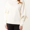 Bow Sleeve Sweatshirt(Ivory Bow Sleeve Sweatshirt) 8 Bow Sleeve Sweatshirt(Ivory Bow Sleeve Sweatshirt) -Repertoire Fashion Store NL258410 IVORY 0012