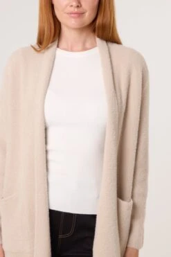 Fluffy Fleece Open Midi Cardigan(Fluffy Midi Cardigan) -Repertoire Fashion Store NL258502 BEIGE41684 183