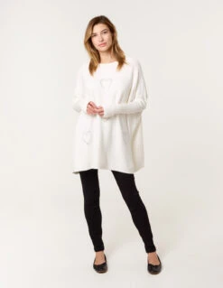 Embellished Oversized Heart Jumper(Ivory Embellished Oversized Heart Jumper) 7 Embellished Oversized Heart Jumper(Ivory Embellished Oversized Heart Jumper) -Repertoire Fashion Store NL258566 IVORY 21616