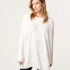 Embellished Oversized Heart Jumper(Ivory Embellished Oversized Heart Jumper) -Repertoire Fashion Store NL258566 IVORY 21627