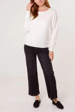Plain Crew Neck Jumper(Ivory Plain Crew Neck Jumper) -Repertoire Fashion Store NL258569 IVORY41466 153