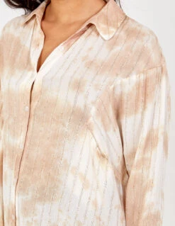 Oversized Metallic Stitch Shirt(Stone Oversized Metallic Stitch Shirt) -Repertoire Fashion Store NL6484 STONE 48