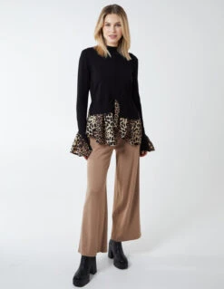 Leopard 2 In 1 Jumper(Jahmeelah Black Leopard 2 In 1 Jumper) -Repertoire Fashion Store NL9535 BLACK 23