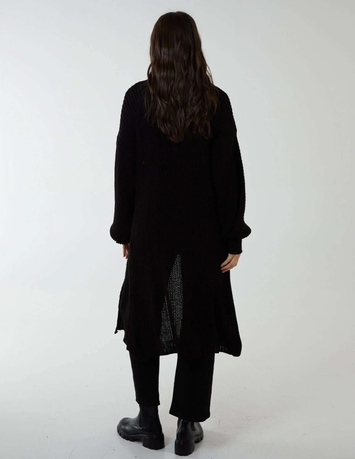 Edge To Edge Knitted Long Cardigan(Black Edge To Edge Knitted Long Cardigan) 4 Edge To Edge Knitted Long Cardigan(Black Edge To Edge Knitted Long Cardigan) - Image 4