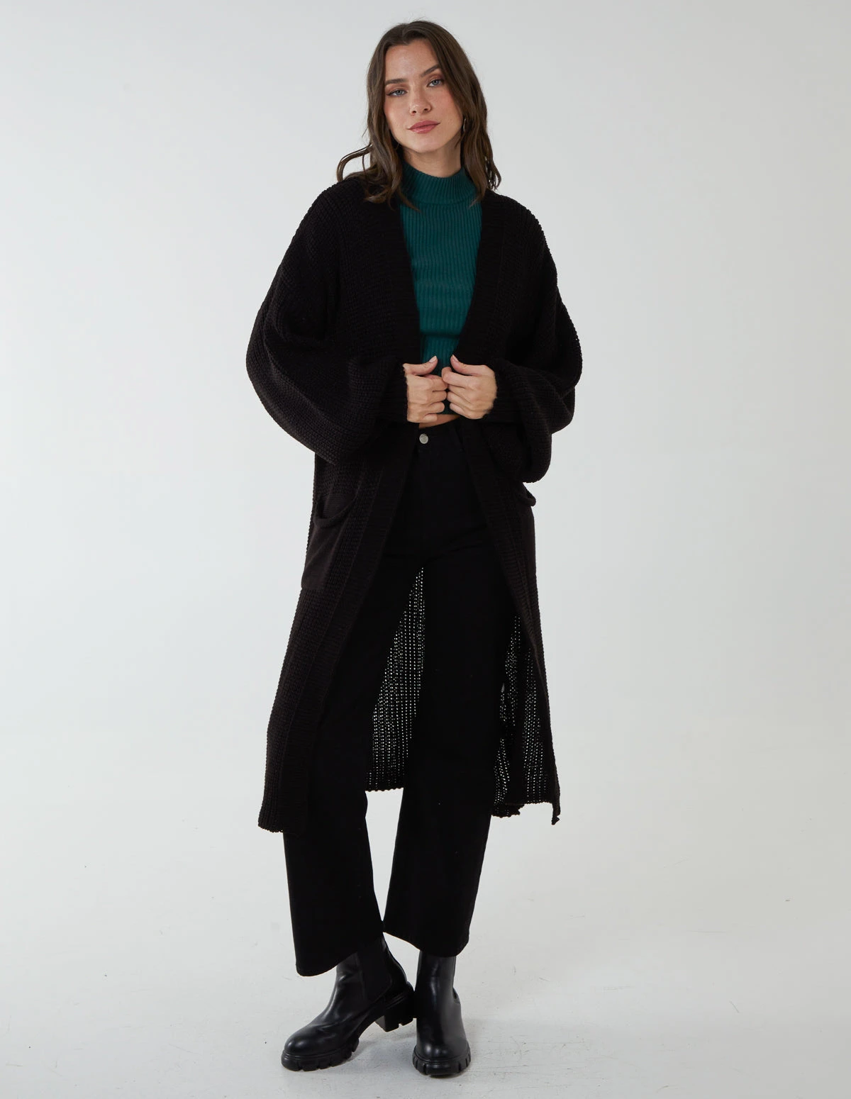 Edge To Edge Knitted Long Cardigan(Black Edge To Edge Knitted Long Cardigan) 1 Edge To Edge Knitted Long Cardigan(Black Edge To Edge Knitted Long Cardigan)