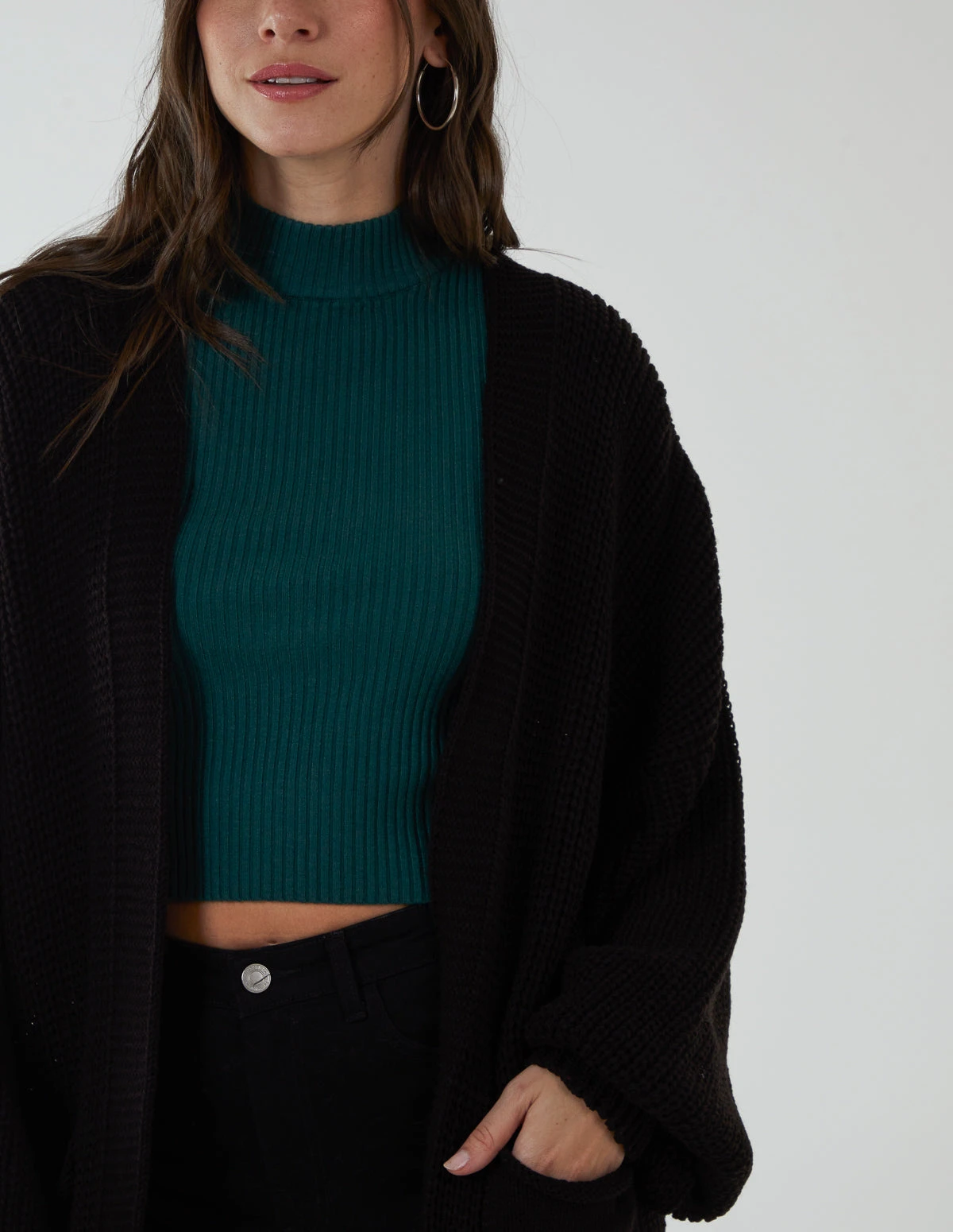 Edge To Edge Knitted Long Cardigan(Black Edge To Edge Knitted Long Cardigan) 2 Edge To Edge Knitted Long Cardigan(Black Edge To Edge Knitted Long Cardigan) - Image 2