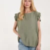 Button Back Frill Shoulder Top 8 Button Back Frill Shoulder Top -Repertoire Fashion Store NV1267B3056 134375