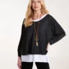 2 In 1 Batwing Top(Black 2 In 1 Batwing Top)