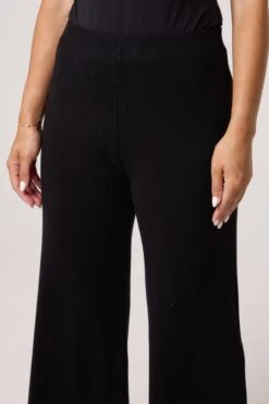 Knitted Wide Leg Trousers(Black Knitted Wide Leg Trousers) -Repertoire Fashion Store QED3215 BLACK 5995