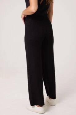 Knitted Wide Leg Trousers(Black Knitted Wide Leg Trousers) -Repertoire Fashion Store QED3215 BLACK 6003
