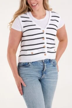 Stripe Sleeveless Knit Vest(Stripe Sleeveless Knit Vest)