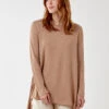 Dipped Hem Sheer Back Tunic(Taupe Dipped Hem Sheer Back Tunic) -Repertoire Fashion Store S211286 TAUPE 79