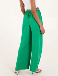 Drawstring Wide Leg Trousers -Repertoire Fashion Store S22314 GREEN 4