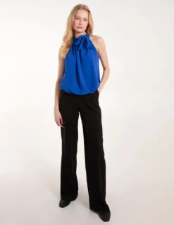 Pussybow Sleeveless Top(Blue Pussybow Sleeveless Top) -Repertoire Fashion Store S22573 BLUE 1768