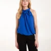 Pussybow Sleeveless Top(Blue Pussybow Sleeveless Top)