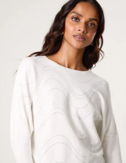 Rhinestone Jumper(Rhinestone Jumper) -Repertoire Fashion Store SP4238 IVORY 1024