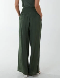 Shirring Waist Wide Leg Trouser(Khaki Shirring Waist Wide Leg Trouser) 7 Shirring Waist Wide Leg Trouser(Khaki Shirring Waist Wide Leg Trouser) -Repertoire Fashion Store SS23101 KHAKI 4