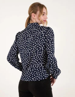 Abstract Polka Dot Oversized Shirt(Abstract Polka Dot Oversized Shirt) -Repertoire Fashion Store SS23111 NAVY 72127