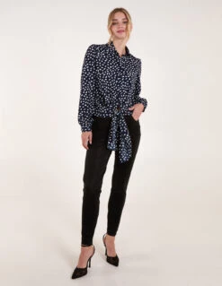Abstract Polka Dot Oversized Shirt(Abstract Polka Dot Oversized Shirt) -Repertoire Fashion Store SS23111 NAVY 72135